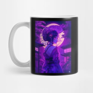 Purple neon Japanese girl Mug